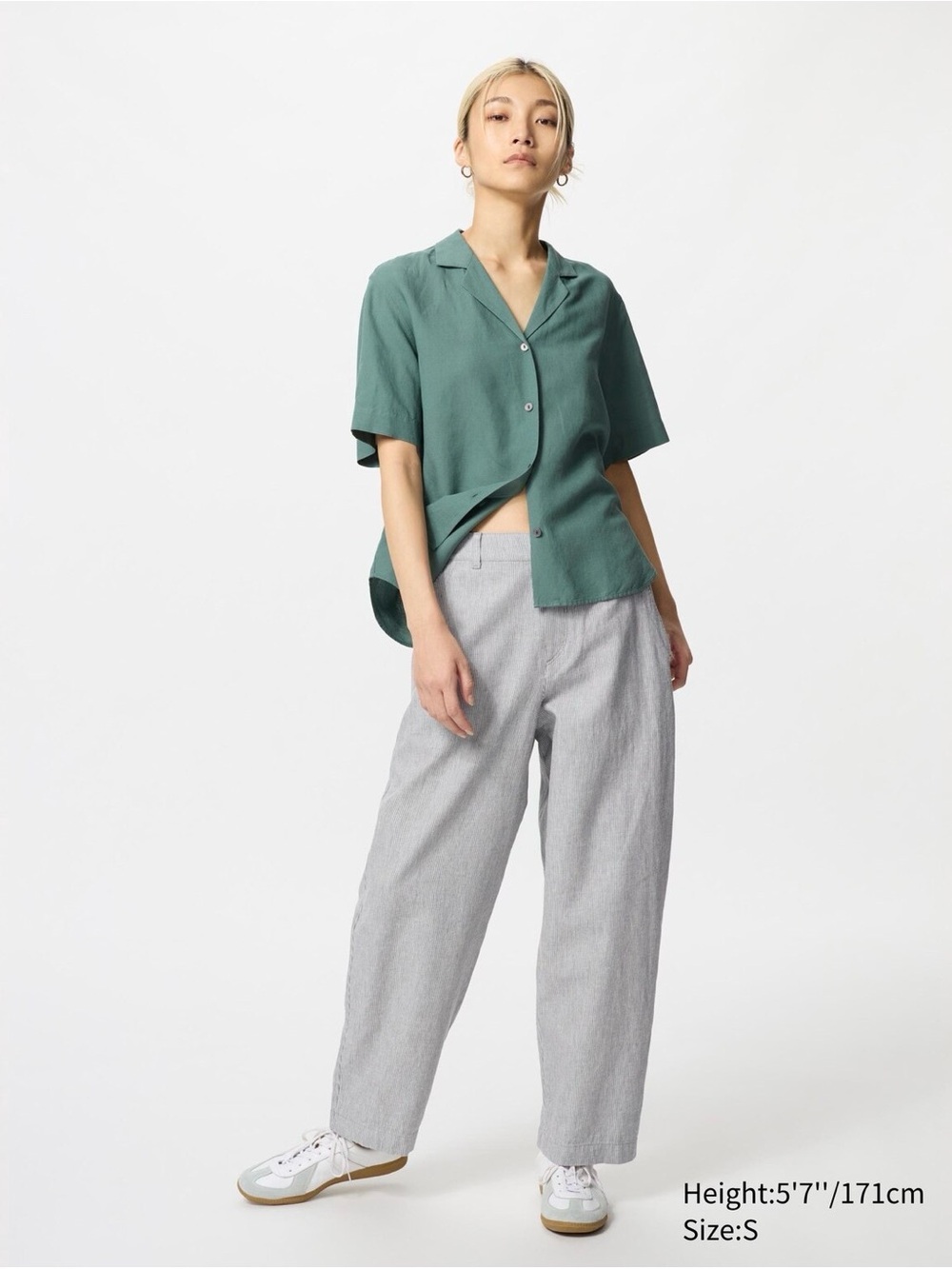 Uniqlo Striped Linen Cotton Tapered Pant